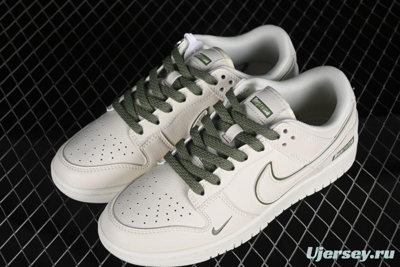 Nike SB Dunk Low Supreme Collaboration - Off-White Green Check Anniversary Customized Low-Top Casual Skate Shoes - DQ1098-391