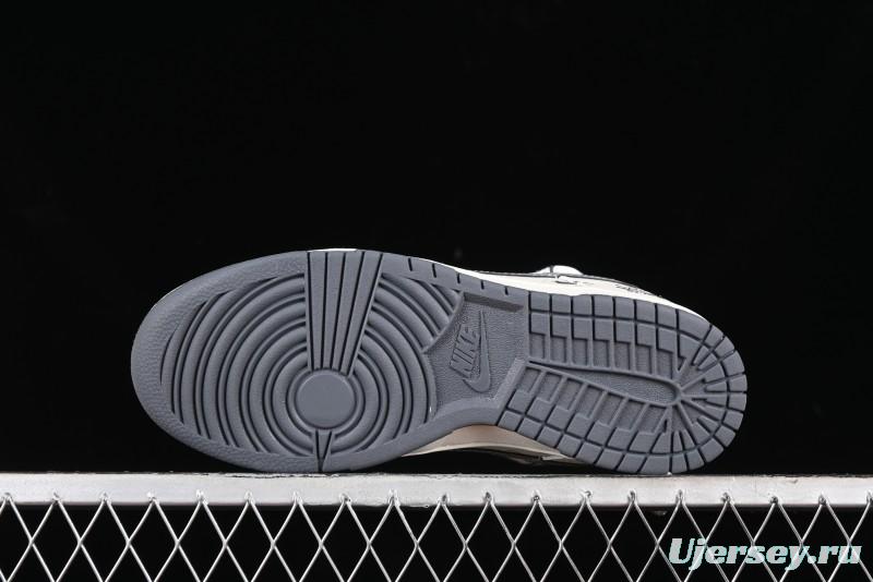 Stussy x Nike Dunk Low SB Sneakers in Off-White and Gray with Stussy S Titanium Accessory - SJ2068-275