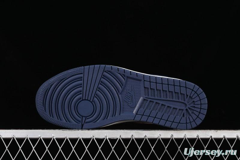 Nike Travis Scott x Fragment Design x Air Jordan 1 Low OG SP AJ1 Supreme Collaboration - White Navy Blue Low Top Casual Sneakers - XZ116