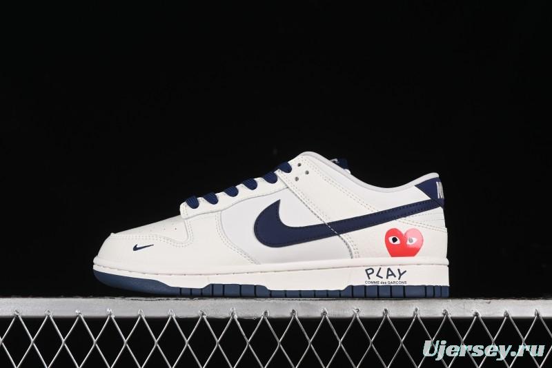 Nike SB Dunk Low Comme des Garcons Collaboration - Off-White Blue Swoosh Anniversary Custom Low-Top Casual Sneakers - KK1888-008