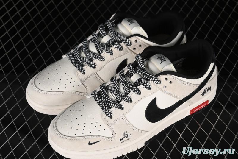 Nike SB Dunk Low x Supreme x Stussy Triple Collaboration Off-White Black Swoosh Anniversary High-End Custom Low-Top Casual Skate Shoes - SJ2068-270