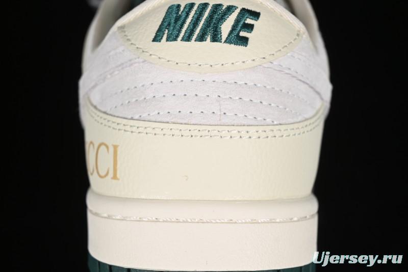 Nike SB Dunk Low Gucci Collaboration - Beige with Yellow Swoosh Anniversary High-End Custom Low-Top Casual Sneakers - DQ1098-390