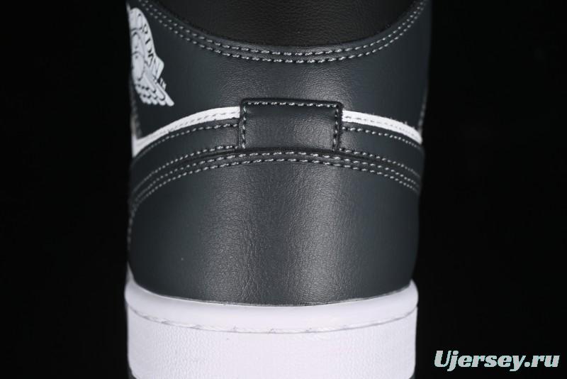 Nike Air Jordan 1 Mid AJ1 White Black Grey Mid-Top Casual Sneakers - DQ8426-001