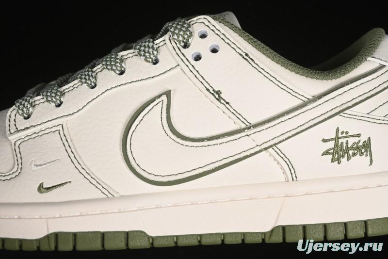 Nike SB Dunk Low Stussy Collaboration - Beige Green Anniversary High-End Custom Low-Top Casual Skate Shoes - BB1818-102