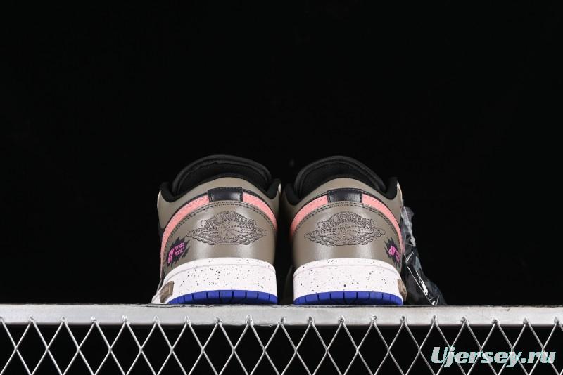 Nike Air Jordan 1 Low Retro Basketball Shoes with Panda Mischief Pioneer Knight Design - 553558-154