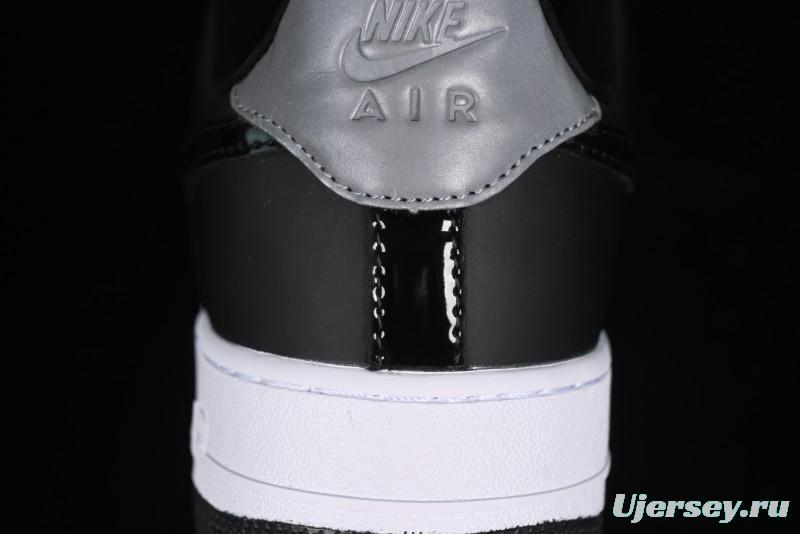 Nike Air Force 1 '07 Low Patent Leather All Black Casual Sneakers - AH6827-001