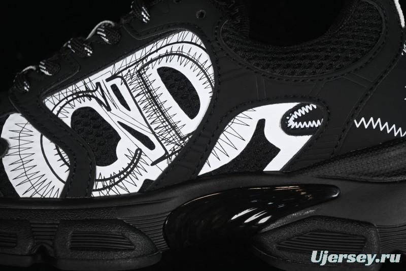 Dior Chrono Round Toe Lace-Up Lifestyle Casual Running Sneakers - 6865 BLACK WHITE