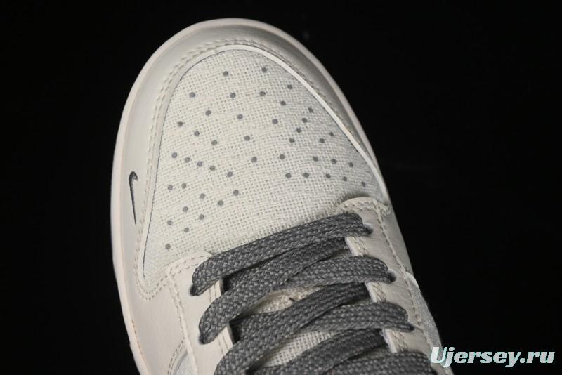 Nike SB Dunk Low Gucci Collaboration Anniversary High-End Custom Sneakers in Off-White & Dark Gray Swoosh - DQ1098-383