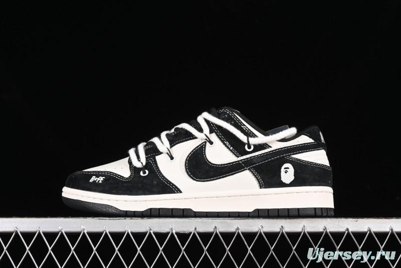 Nike SB Dunk Low BAPE Collaboration Strap Black Hook Anniversary Custom Low-Top Casual Sneakers - SJ2068-269