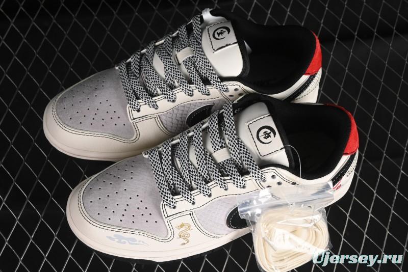 Nike SB Dunk Low Black Wukong Series - Beige Grey Black Swoosh Anniversary Custom Low-Top Casual Skate Shoes - SJ1089-014