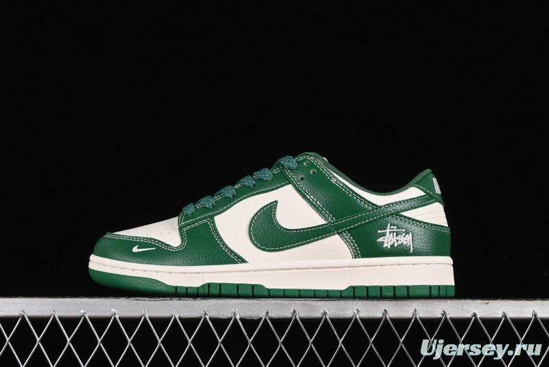 Nike SB Dunk Low Stussy Collaboration - Dark Green Anniversary Custom Low-Top Casual Skate Shoes - BB9898-005