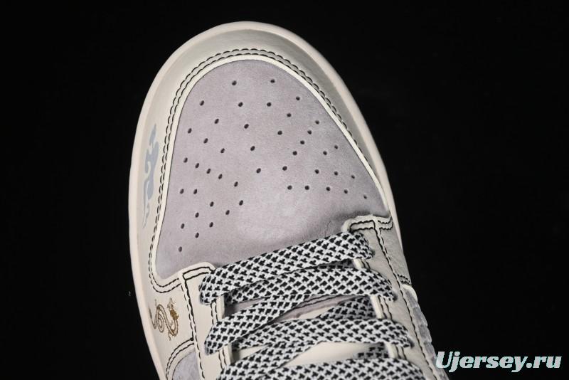 Nike SB Dunk Low Black Wukong Series - Beige Grey Black Swoosh Anniversary Custom Low-Top Casual Skate Shoes - SJ1089-014
