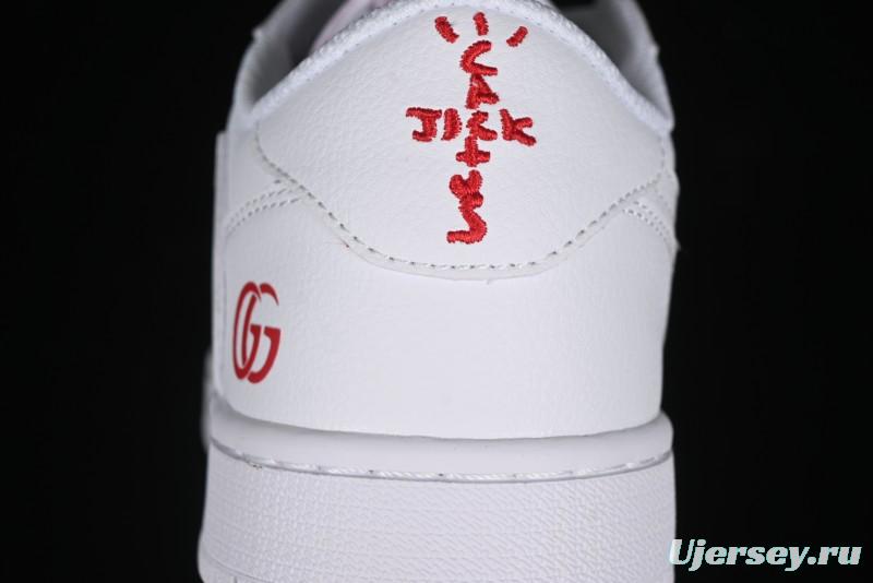 Nike Travis Scott x Fragment Design x Air Jordan 1 Low OG SP AJ1 Gucci Collaboration - White Low-Top Casual Sneakers LJ5188-014