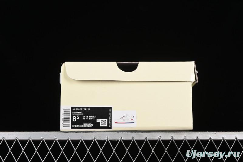 Nike Air Force 1 '07 Low Supreme Collaboration - Beige Red Blue Double Swoosh Casual Sneakers - XZ6188-008