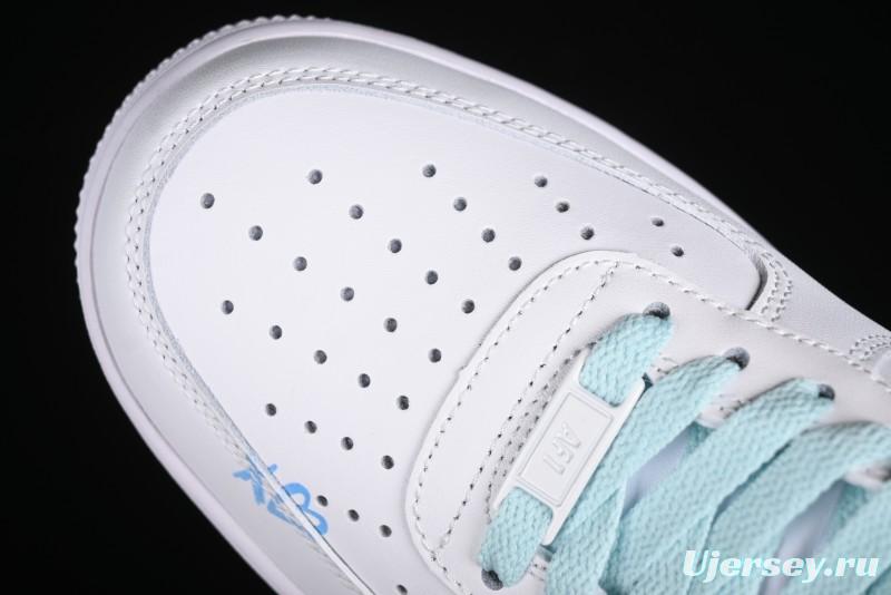 Nike Air Force 1 '07 Low Anime LOVE Series White Blue Spray Paint Casual Sneakers - CW2288-111