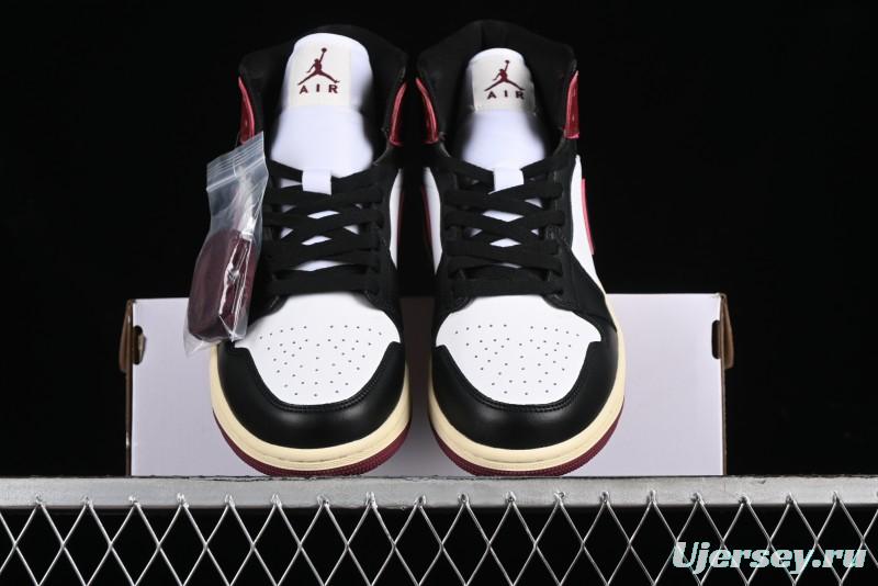 Nike Air Jordan 1 Mid AJ1 Snake Print Black Red Toe Mid-Top Basketball Shoes - FQ7818-101