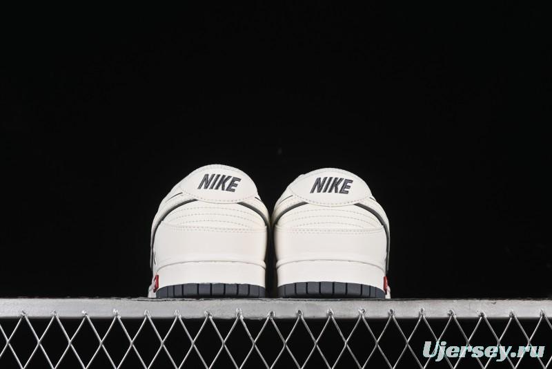 Nike SB Dunk Low Supreme Collaboration - Beige Grey Swoosh Anniversary Customized Low-Top Casual Skate Shoes - DJ2024-014