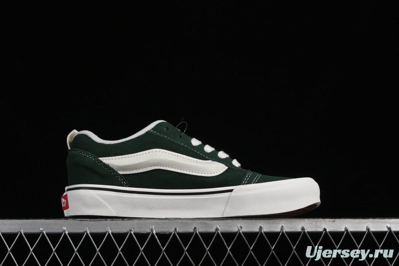 Vans Knu-Skool High Street American Retro Canvas Skate Shoes in Black Green - VN000CSQW3Z