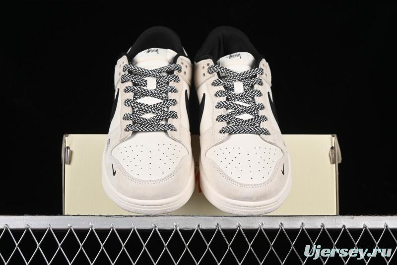 Nike SB Dunk Low x Supreme x Stussy Triple Collaboration Off-White Black Swoosh Anniversary High-End Custom Low-Top Casual Skate Shoes - SJ2068-270