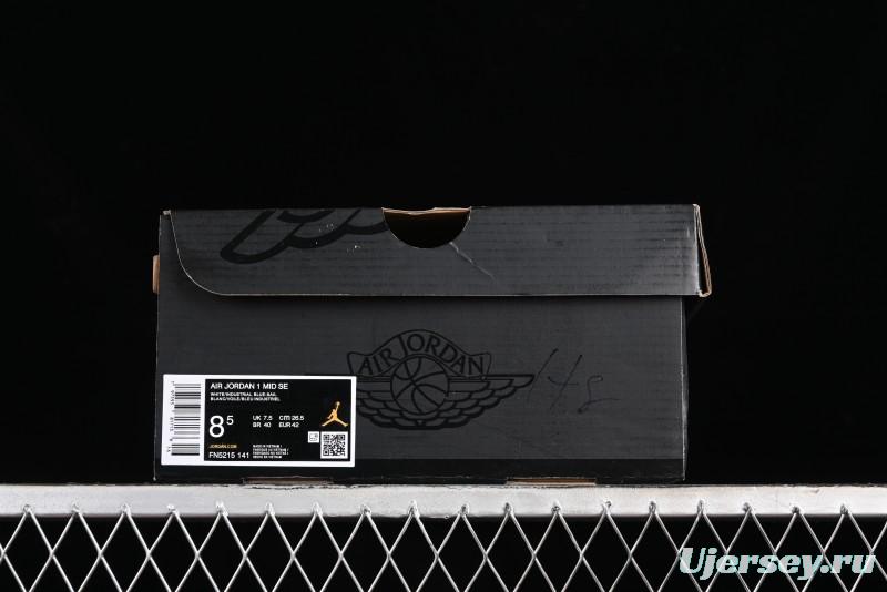 Nike Air Jordan 1 Mid Basketball Shoes Industrial Blue - FN5215-141