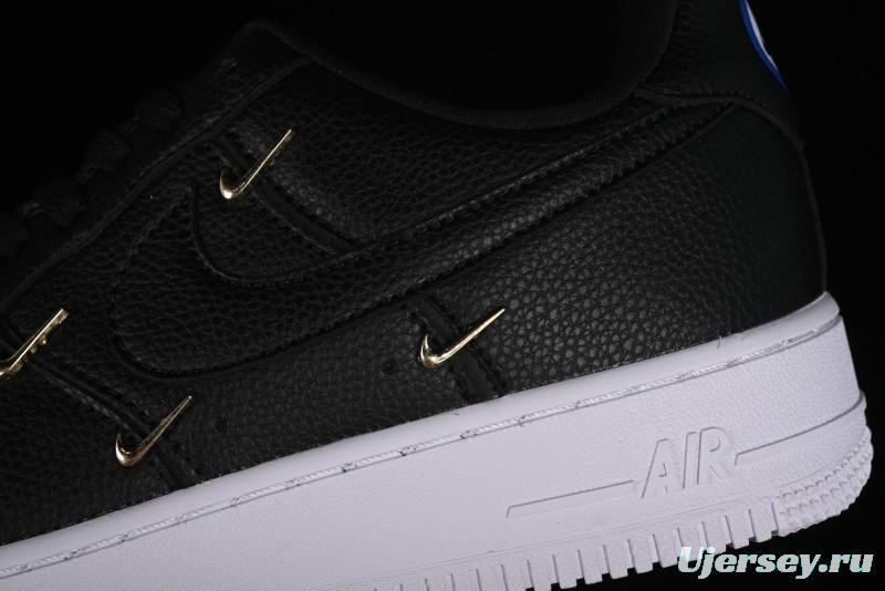 Nike Air Force 1 '07 Low Black Gold Swoosh Casual Sneakers - CT1990-001