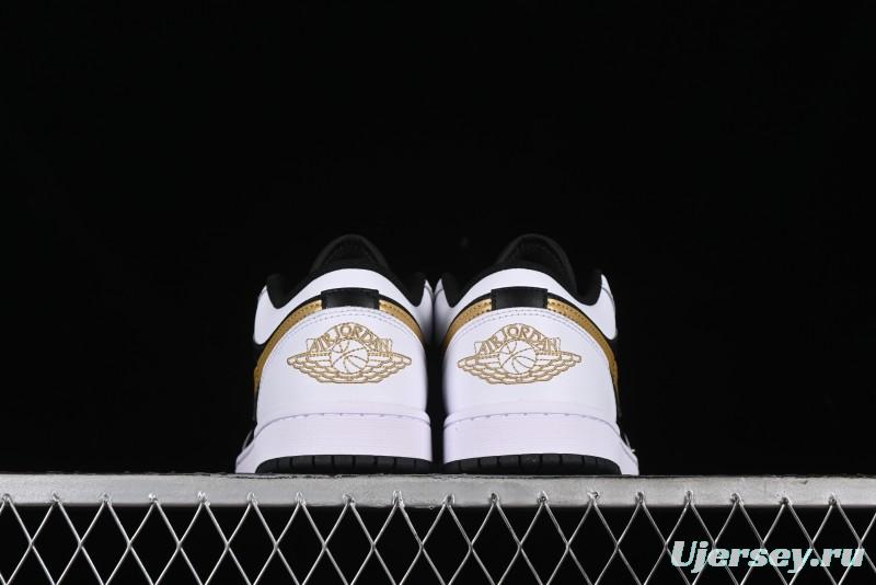 Nike Air Jordan 1 Low AJ1 Black White Gold Hook Basketball Shoes - 553558-172