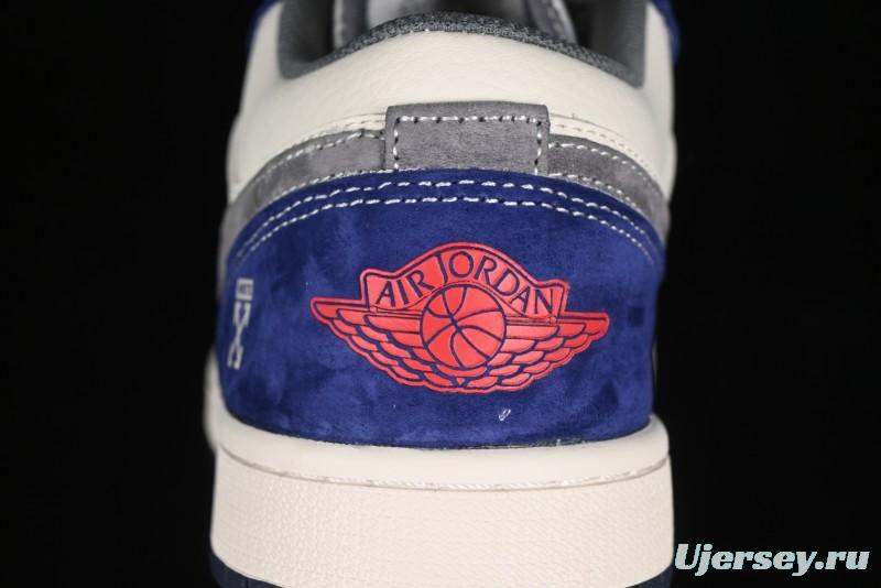 Nike Air Jordan 1 Low OFF-WHITE Collaboration - Qilin Blue Retro Basketball Shoes - WG8850-013