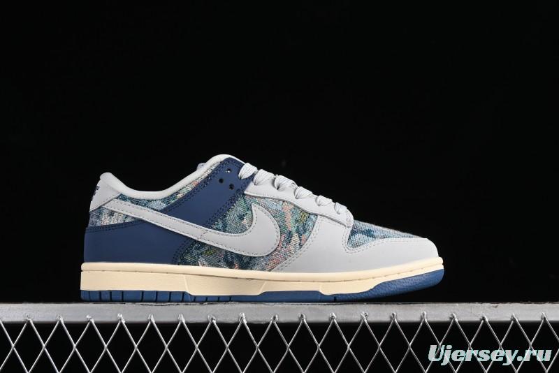 Nike SB Dunk Low CLOT Collaboration - Gray Blue Knit Anniversary Custom Low-Top Casual Skate Shoes - JH8310-950