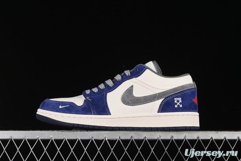 Nike Air Jordan 1 Low OFF-WHITE Collaboration - Qilin Blue Retro Basketball Shoes - WG8850-013