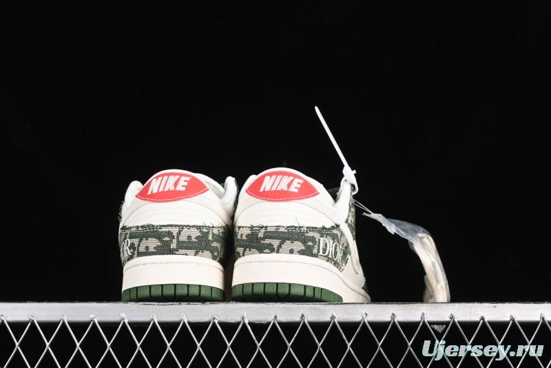 Nike SB Dunk Low Dior Collaboration - Navy Blue Pattern Anniversary High-End Custom Low-Top Casual Skate Shoes - XY1688-005