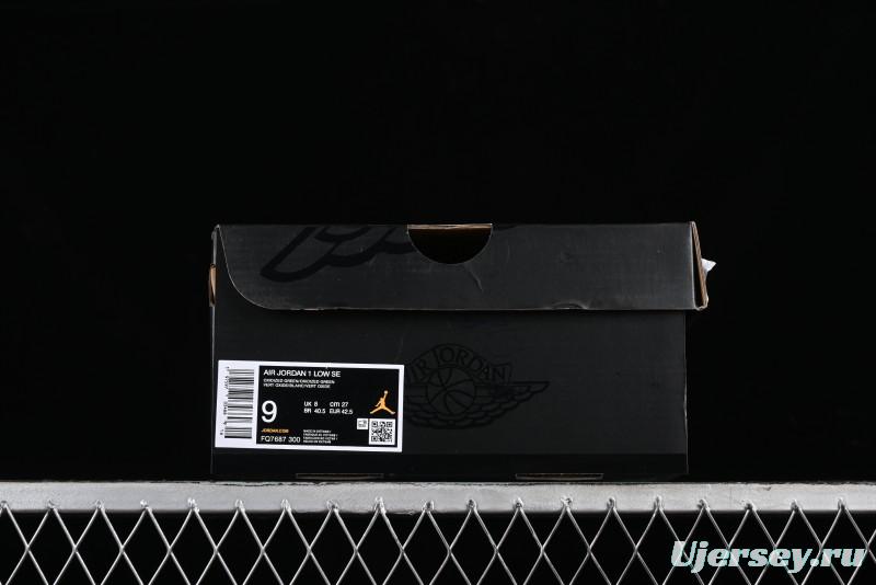 Nike Air Jordan 1 Low Retro Casual Sneakers in White Green - FQ7687-300