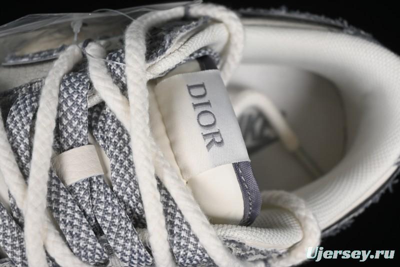 Nike SB Dunk Low Dior Collaboration - Strap Woven Grey Check Anniversary High-End Custom Low-Top Casual Sneakers - SJ2068-285