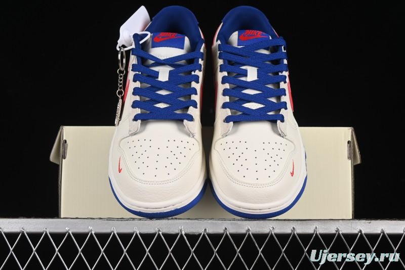 Nike SB Dunk Low Championship Collaboration - Off-White Red Swoosh Anniversary Custom Low-Top Casual Skate Shoes - KK1688-021