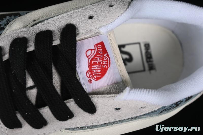 HIRONO Knu Skool Low-Top Casual Sneakers with Denim Graffiti Design - VN0009QCRBL