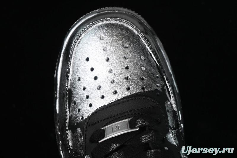 Nike Air Force 1 '07 Low Graffiti Black Silver Anime Hand-Painted Casual Sneakers - CW2288-012