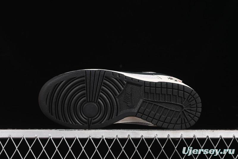 Nike SB Dunk Low Black Wukong Series - Beige Grey Black Swoosh Anniversary Custom Low-Top Casual Skate Shoes - SJ1089-014