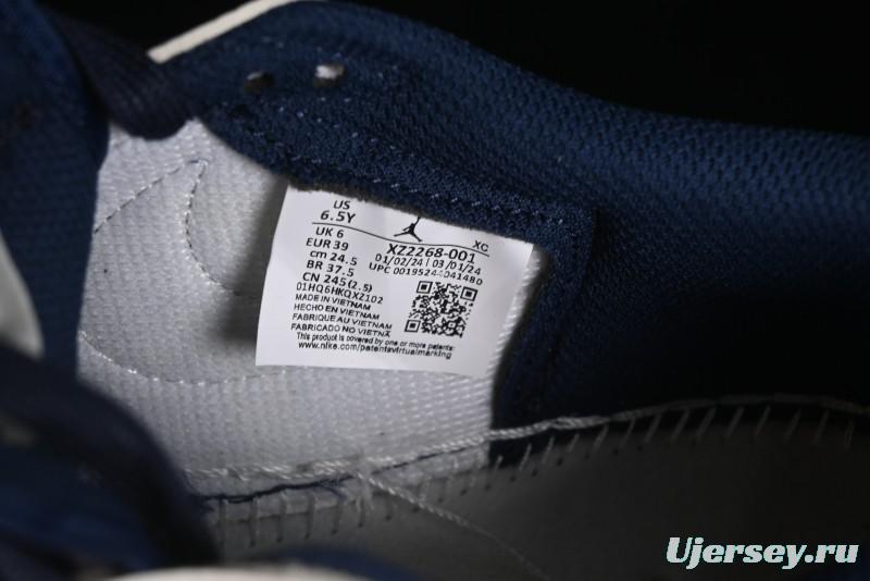 Nike Travis Scott x Fragment Design x Air Jordan 1 Low OG SP AJ1 Supreme Collaboration - Dark Blue Swoosh Low-Top Casual Sneakers - XZ2268-001