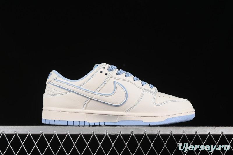 Nike SB Dunk Low Stussy Collaboration - Blue Double Swoosh Anniversary Custom Low-Top Casual Skate Shoes - BB1818-101
