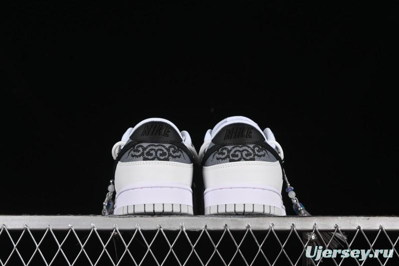 Nike Dunk Low CNY Year of the Dragon Limited Edition SB Lace-Up Casual Sneakers with Silver-White Design - DV0831-101