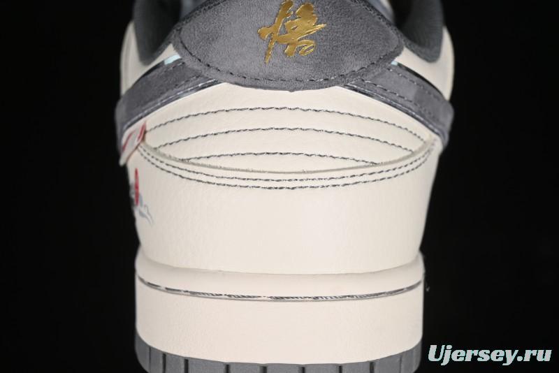 Nike SB Dunk Low Black Wukong Series - Light Gray Swoosh Anniversary Custom Low-Top Casual Skate Shoes - SJ1098-013