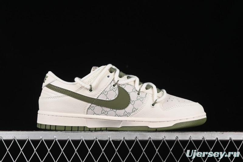 Nike SB Dunk Low Gucci Collaboration - Beige Green Floral Anniversary High-End Custom Low-Top Casual Skate Shoes - XX2025-918