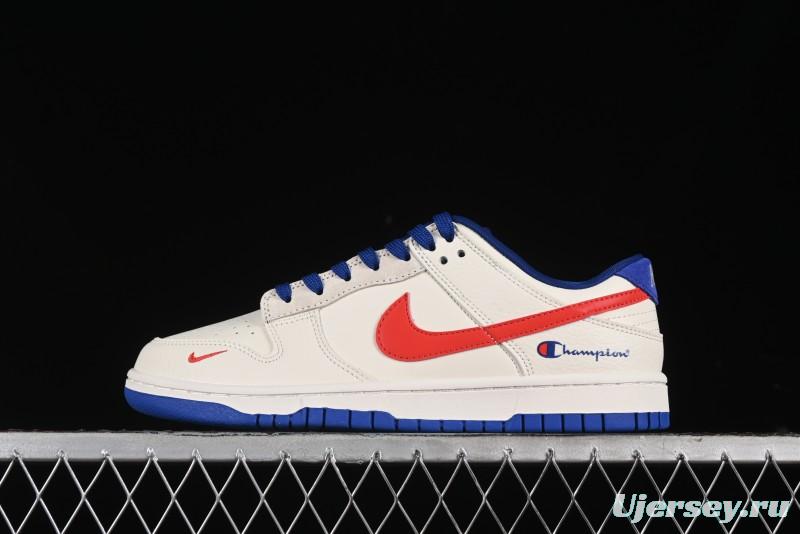 Nike SB Dunk Low Championship Collaboration - Off-White Red Swoosh Anniversary Custom Low-Top Casual Skate Shoes - KK1688-021