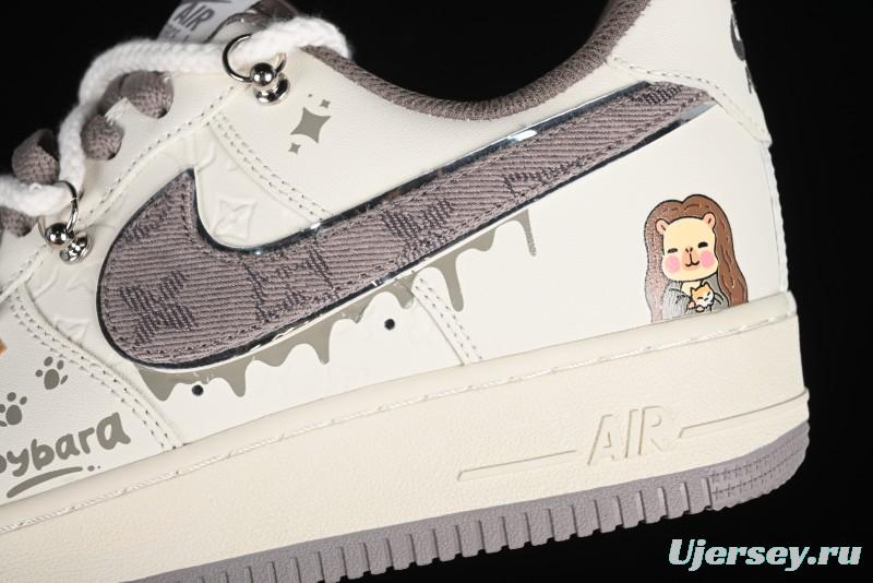 Nike Air Force 1 '07 Low x Capybara "Mona Lisa" Casual Lace-Up Sneakers - LV0506-990