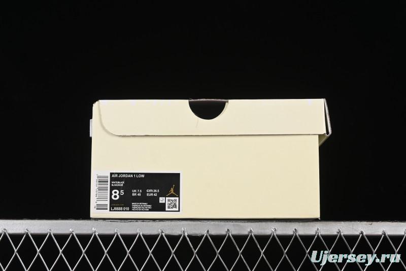 Nike Air Jordan 1 AJ1 Dior Collaboration - White Black Custom Low Top Retro Basketball Shoes - LJ6688-010