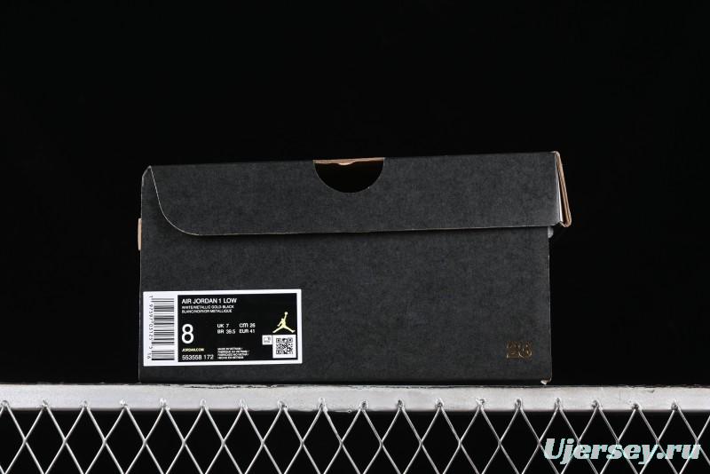 Nike Air Jordan 1 Low AJ1 Black White Gold Hook Basketball Shoes - 553558-172