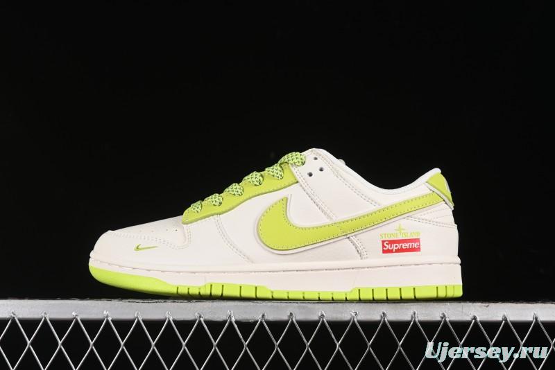 Nike SB Dunk Low Supreme Stone Island Collaboration - Fluorescent Beige Anniversary High-End Custom Low-Top Casual Skate Shoes - BB9866-005