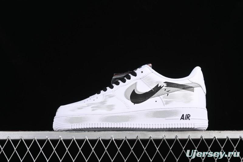 Nike Air Force 1 '07 Low Custom Hand-Painted 2D Theme with Broken Three-Hook Shadow and Strap - CW2288-111