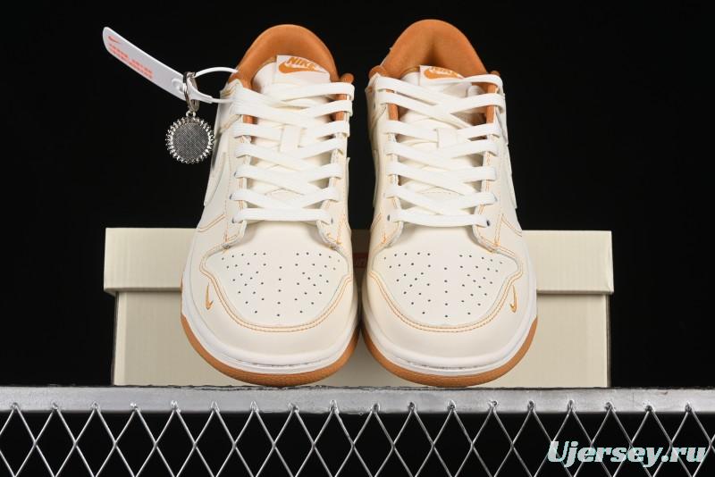 Nike SB Dunk Low UN Collaboration - Off White & Yellow Swoosh Anniversary Customized Low-Top Casual Skate Shoes - KK1688-011
