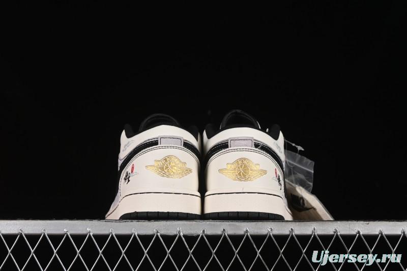 Nike Air Jordan 1 Low Retro Basketball Shoes Custom Black Myth Wukong Design - SJ9950-042