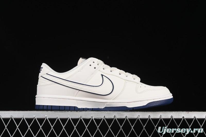 Nike SB Dunk Low Supreme Collaboration - Off White Navy Swoosh Anniversary Custom Low-Top Casual Skate Shoes - DJ2024-013